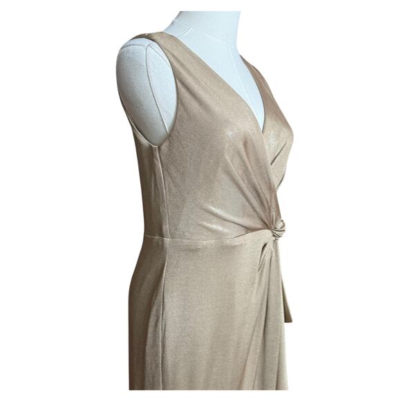 Ralph Lauren NEW Foil Print Jersey Cocktail Dress 4 Twist Front Accent Metallic - Picture 5 of 12